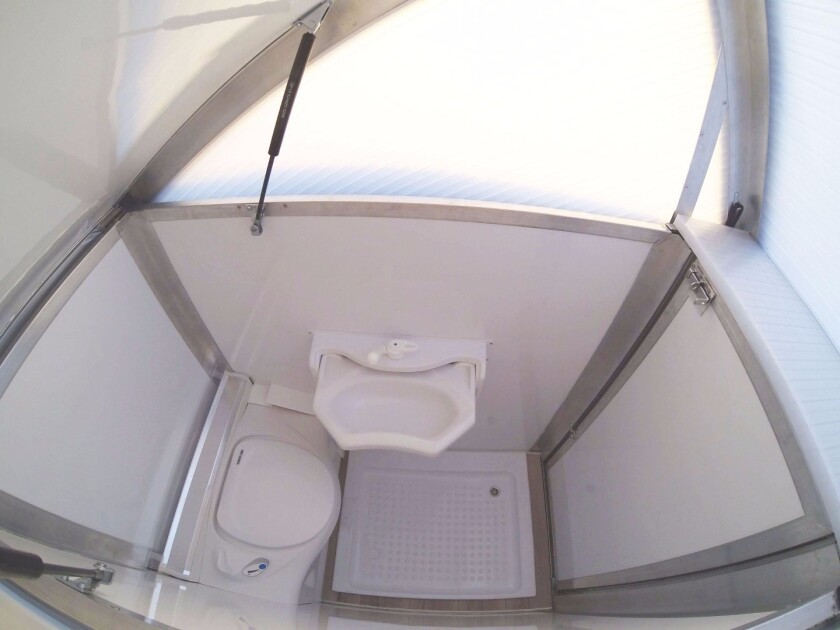 A look down at the Bath2Go bathroom layout