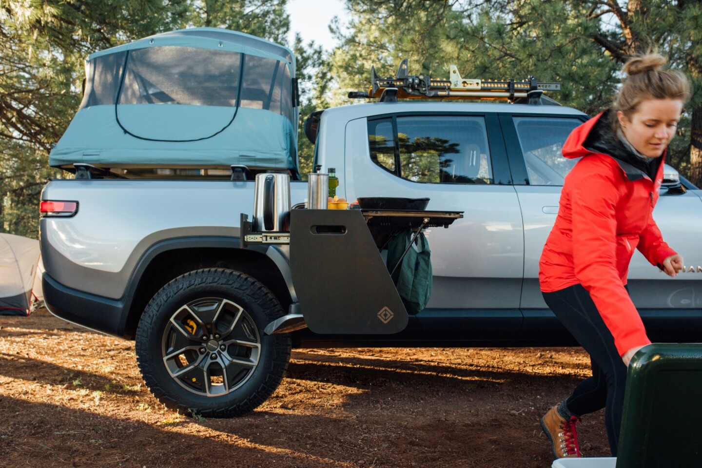 Rivian's 750hp electric camping pickup drives, cooks and lives on pure