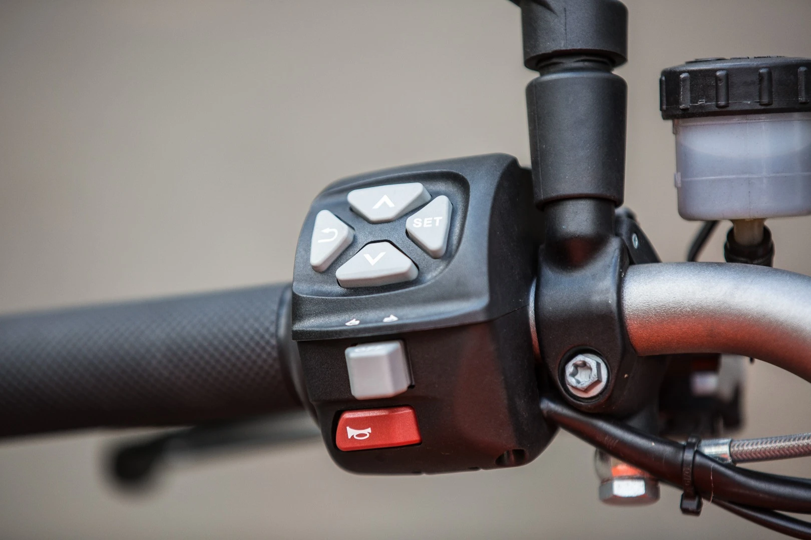 We find this left switchblock feels a bit clunky and dated – it's the same as the one used on the Adventure series bikes and seems due for an update
