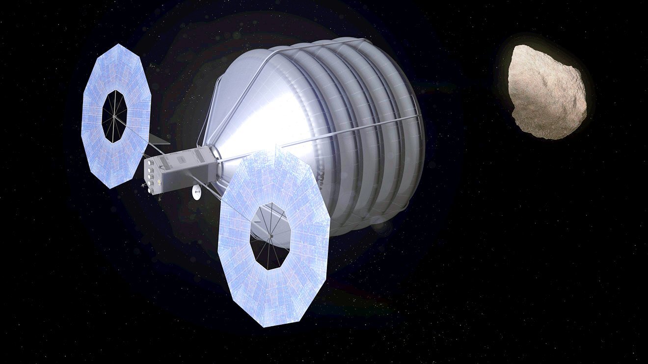An asteroid capture spacecraft that could relocate an asteroid to lunar orbit (Image: NASA)