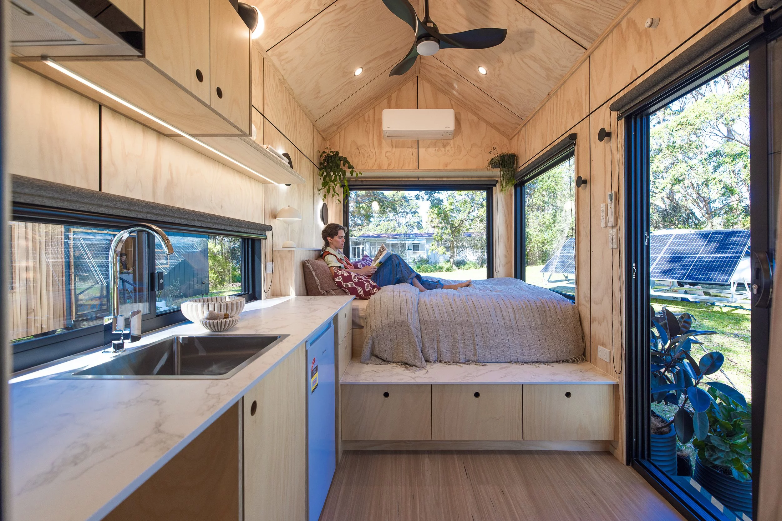 The Five Four's interior is mostly arranged on one floor and it has an open layout