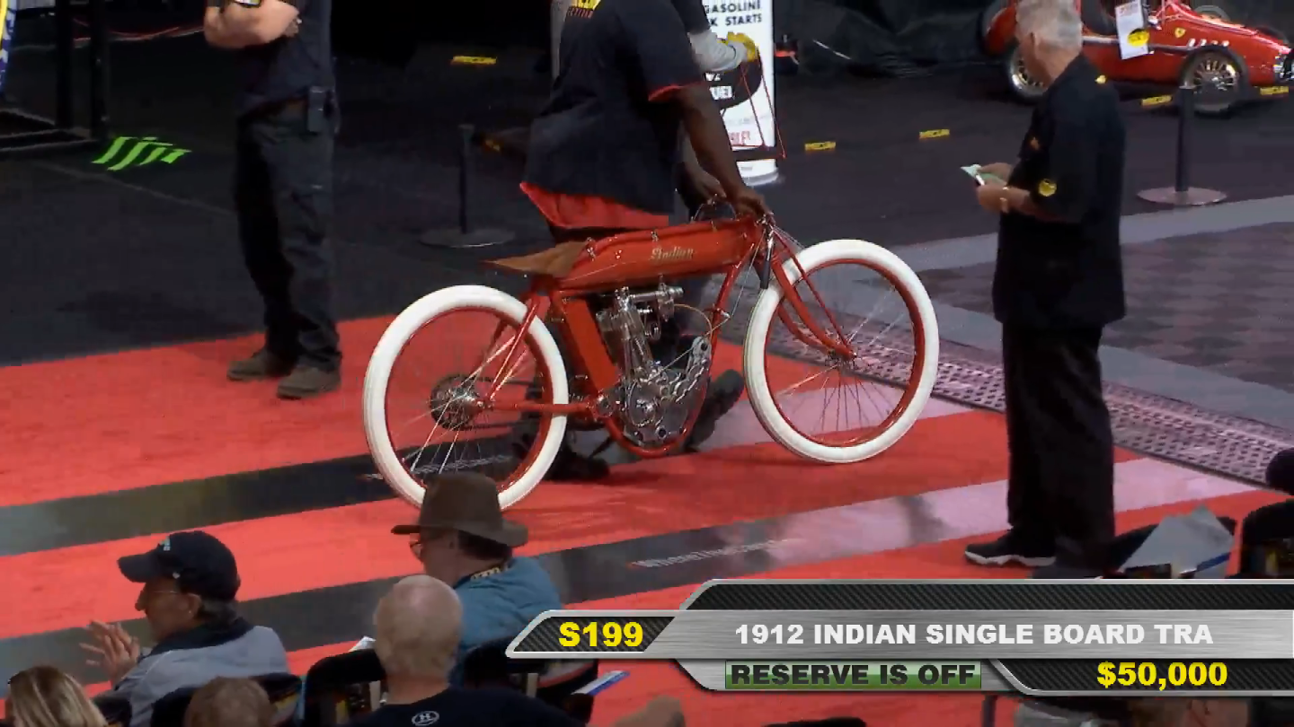 1912 Indian Single Board Track Racer | Price: $55,000Estimate: $35,000 - $45,000Auctioneer: Mecum | Lot S199 | Auction Description
