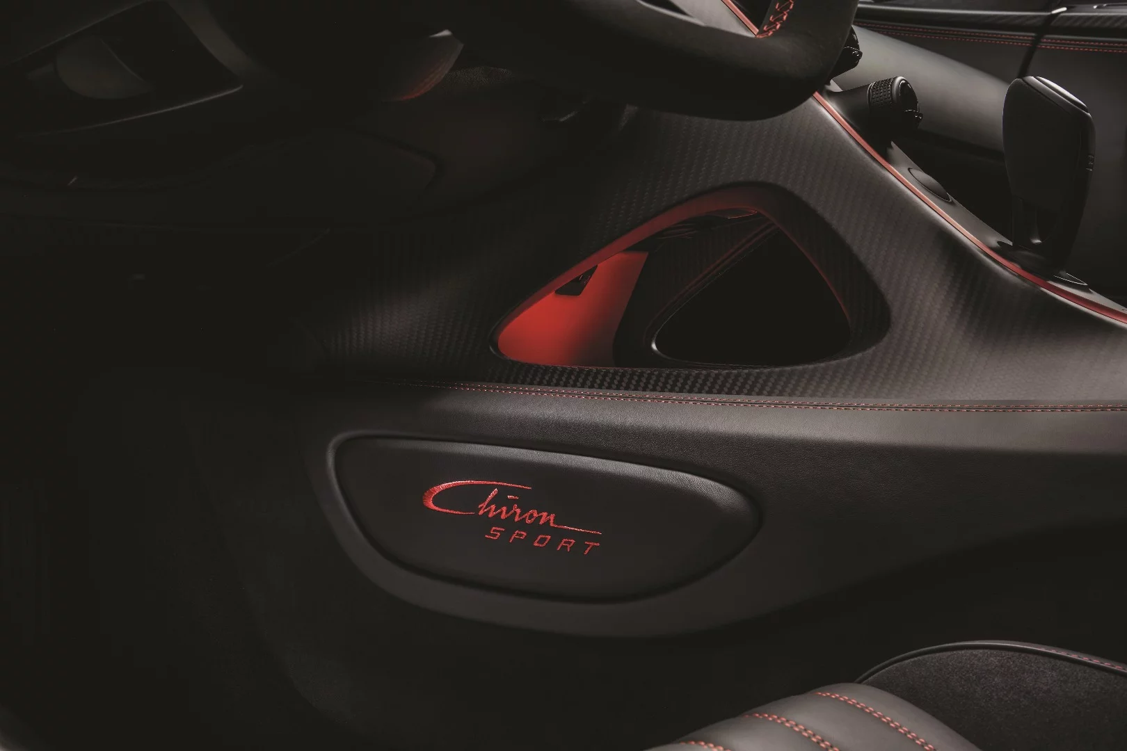 Small badge details, such as this one, set off the Chiron Sport from the standard Bugatti model