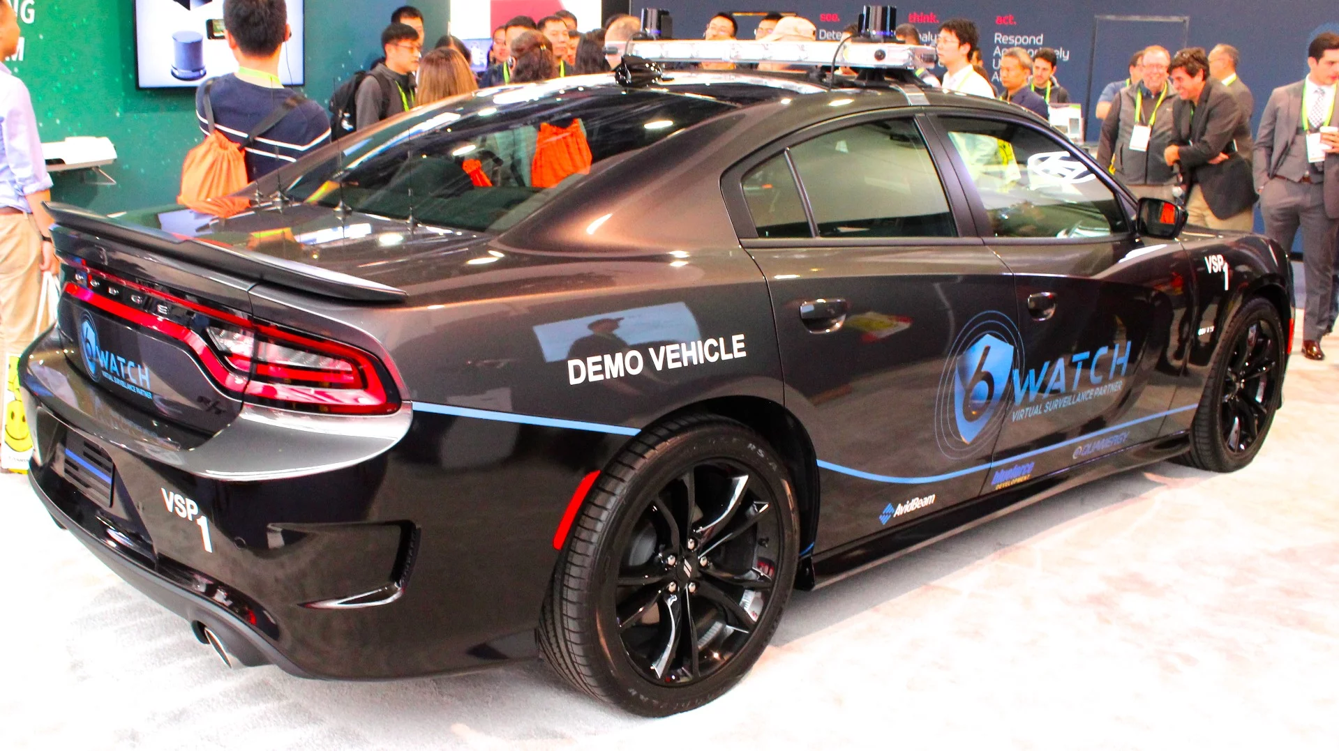 6 Watch shows its Virtual Surveillance Partner (VSP) technology, a LIDAR/video unit that provides 360-degree threat assessment and alert for public safety vehicles