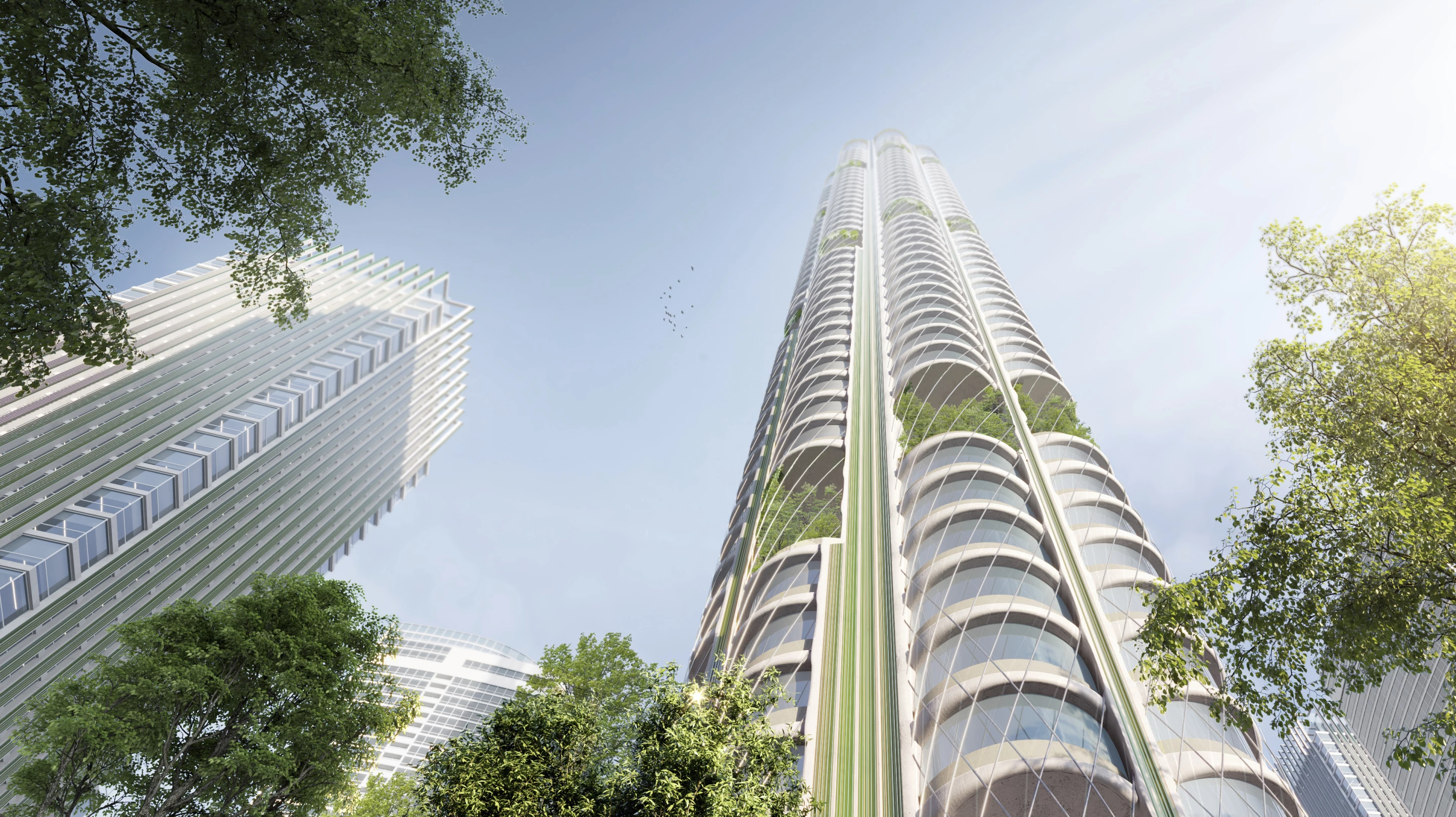 Urban Sequoia would sequester up to 1,000 tons of carbon per year, which is equivalent to 48,500 trees, says SOM