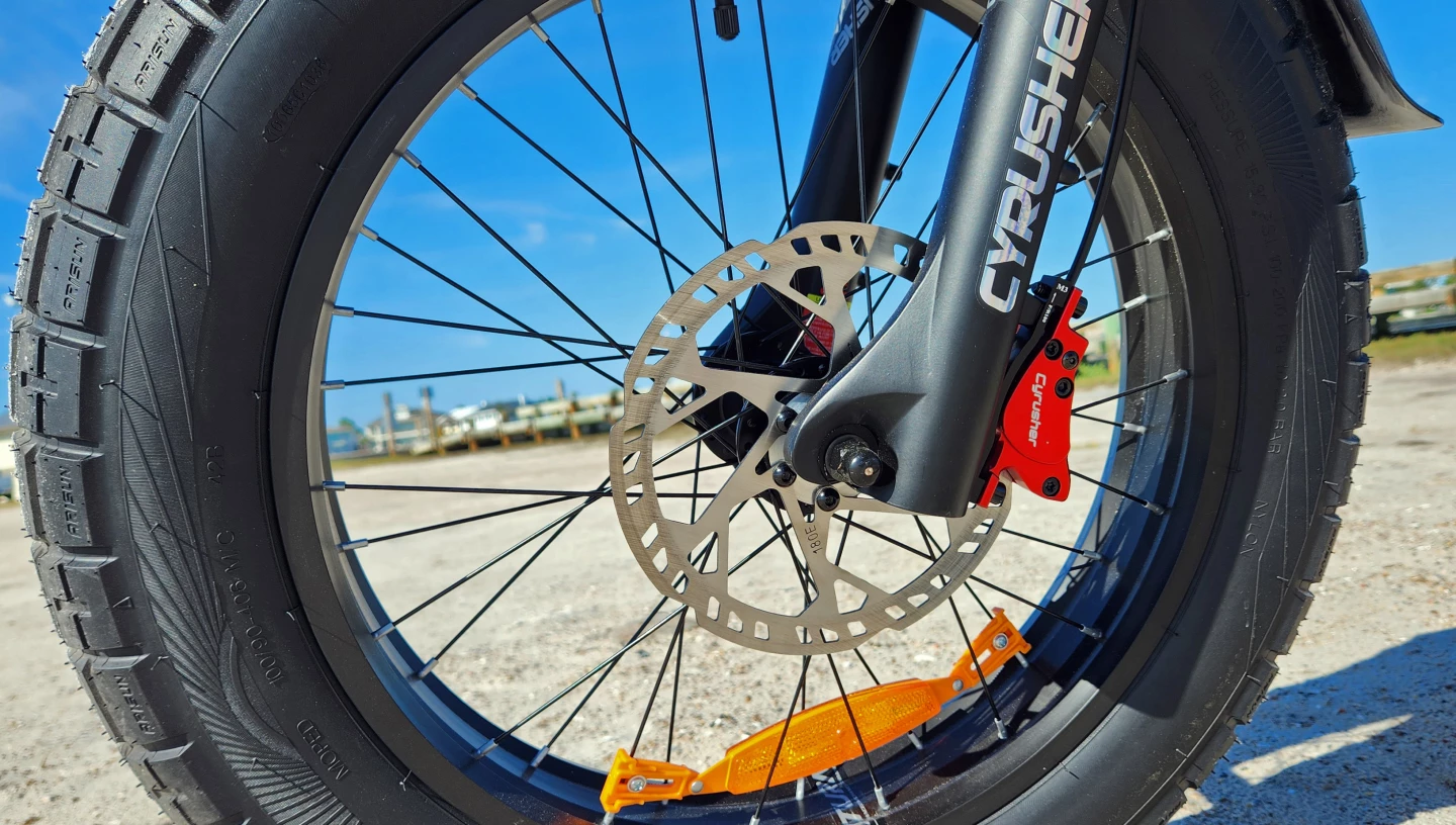 Without context, this could almost look like a Yamaha TW200, but with better brakes! The Arisun fat tires are pretty fat.