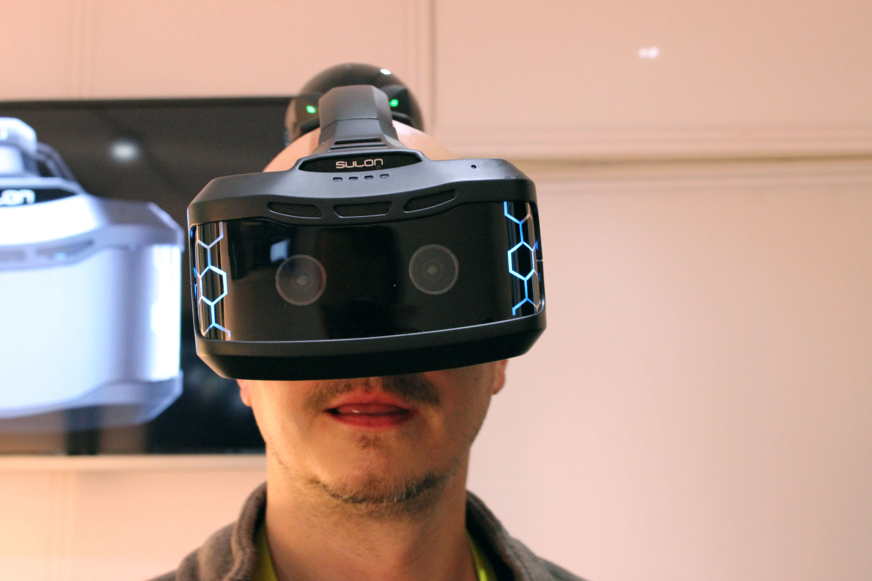 Two forward-facing cameras provide live feeds of the user's environment, allowing for the "augmented" part (Photo: Will Shanklin/Gizmag.com)