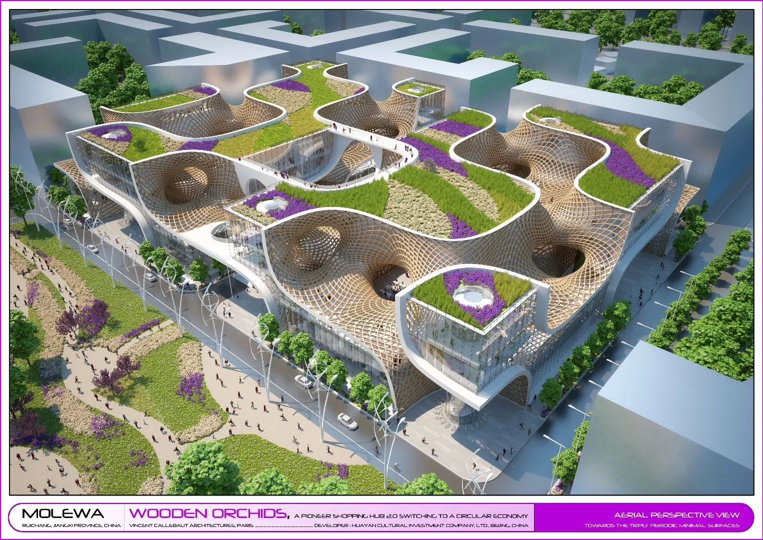 Large solar panel-clad canopies generate much of the electricity required, while solar heaters produce hot water