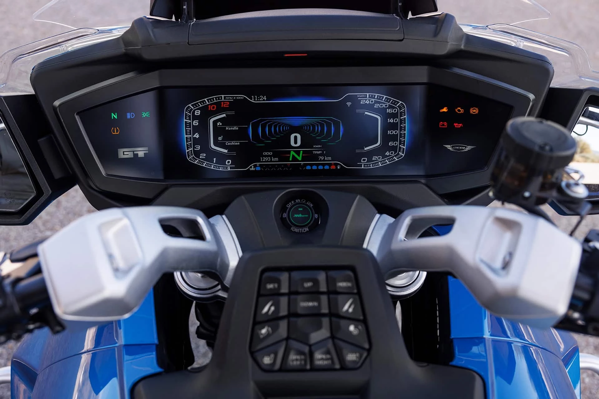 The GT-K gets smartphone connectivity and the the huge, color TFT panel provides plenty of information in the cockpit