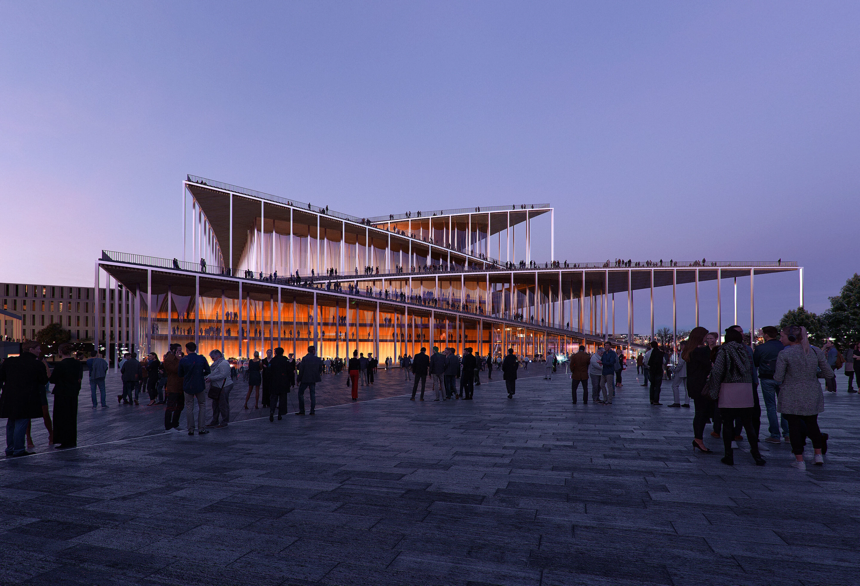 The Vltava Philharmonic Hall's sloping exterior will allow members of the public to walk onto its roof and enjoy the view