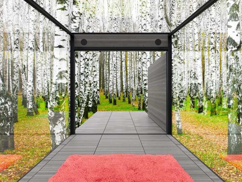 The dwelling opens up at the back to spread out onto an accompanying deck