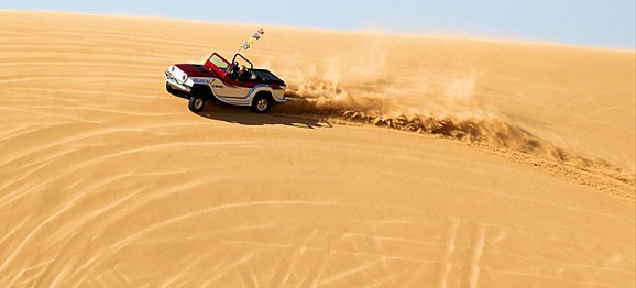The Panther throwing sand while four-wheeling on an Arizona sand dune (Photo: WaterCar)