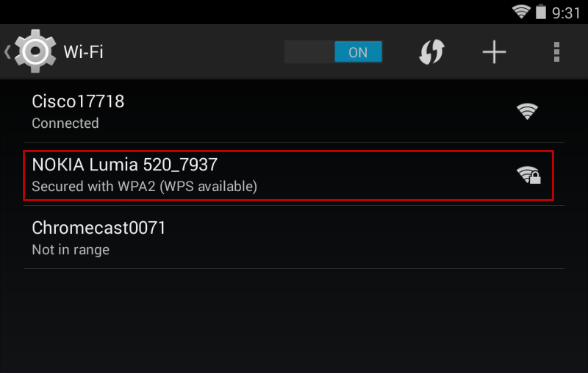 Connect from a tablet to smartphone's Wi-Fi hotspot