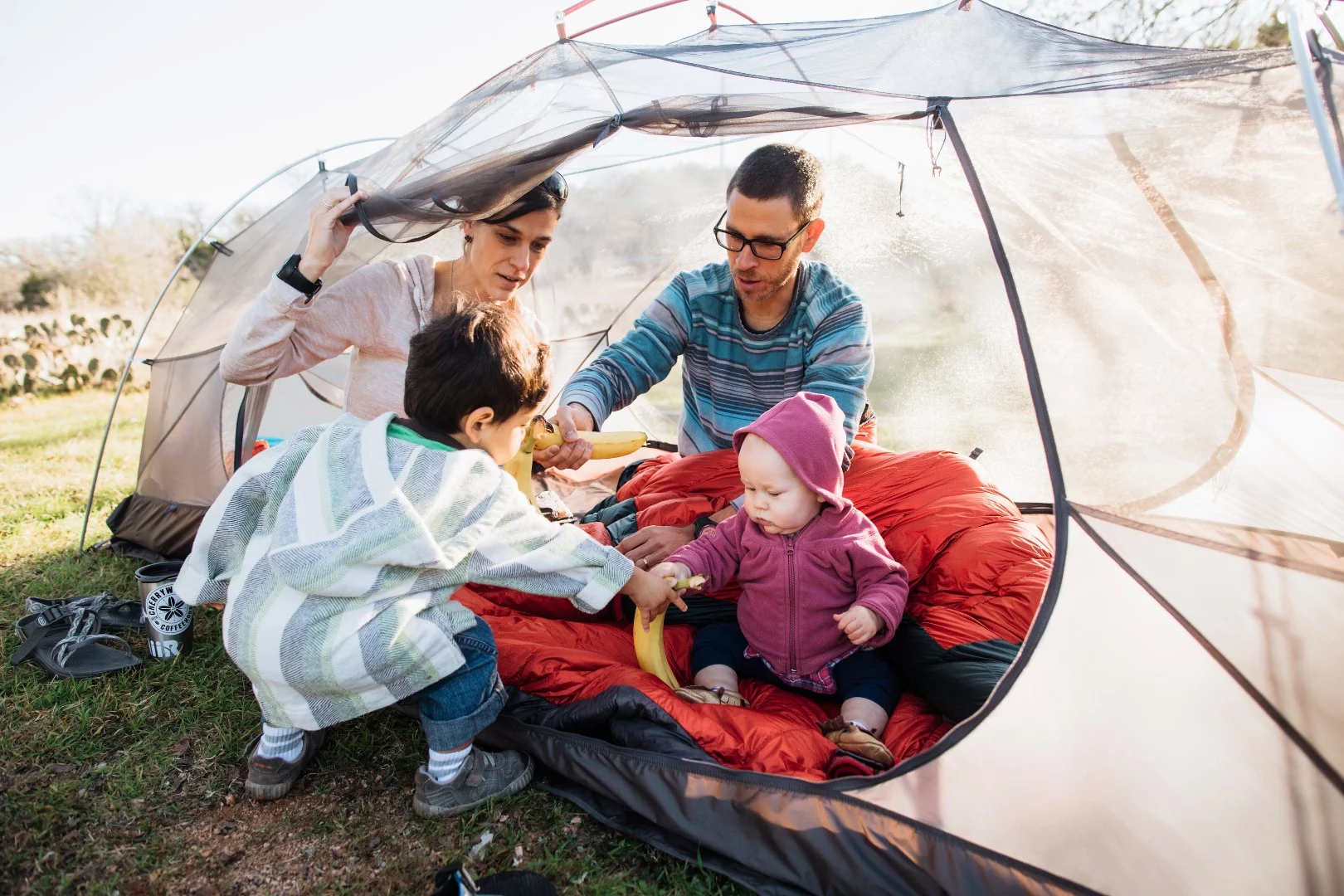 Kammok says the Sunda is for 2+, so you might be able to fit a child or two inside with you