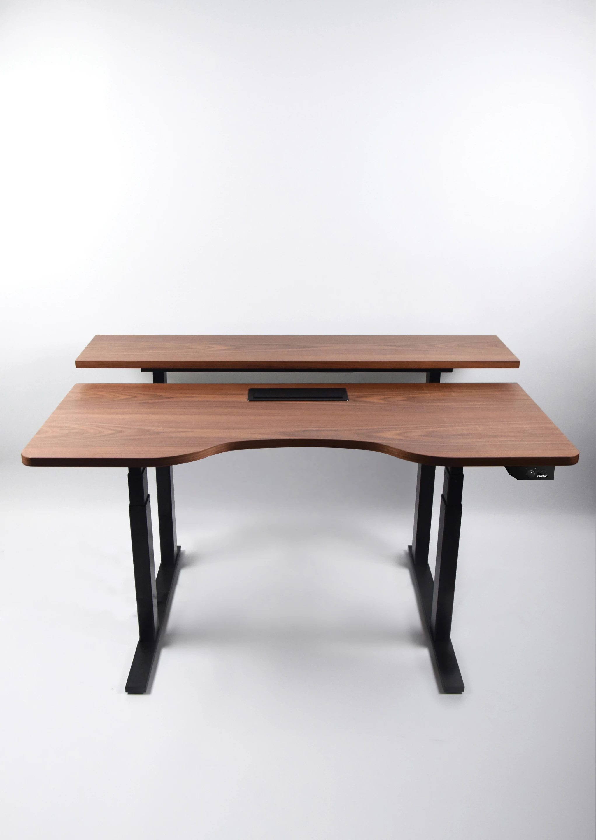 The Gaze Desk features a two-tier design that helps to support proper posture, whether sitting or standing
