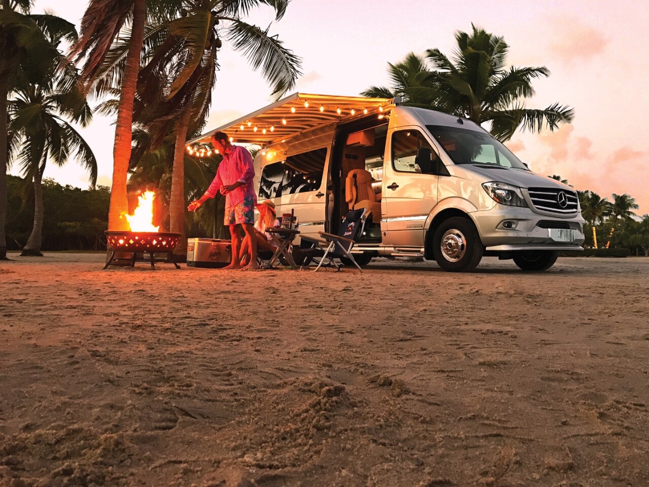Like the trailer, the van includes a Tommy Bahama awning