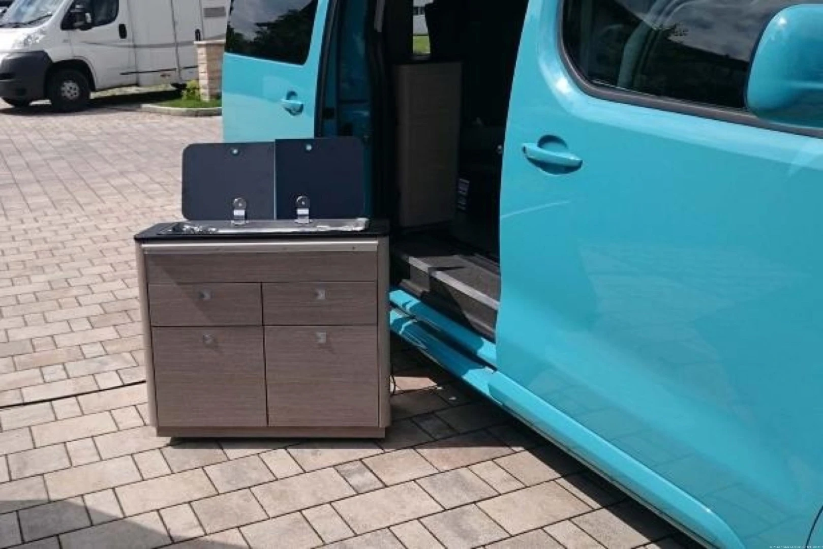 The Pössl Campster's kitchen can be removed to free up space; it's not clear if the Campstar will have the same capability