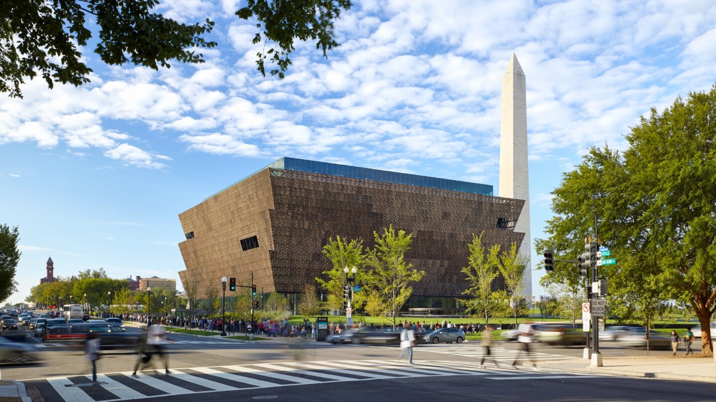 The Smithsonian National Museum of African American History and Culture (NMAAHC) was designed by Ghanian British architect Sir David Adjaye, along with Davis Brody Bond, and SmithGroup