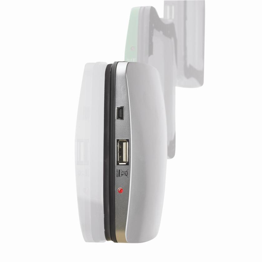 The bottom edge of the Window solar charger is home to a mini-USB port, a full-size USB port and and LED charge indicator
