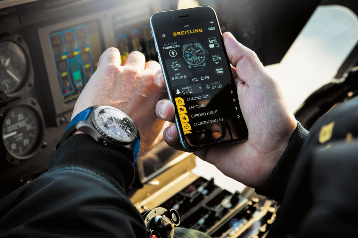 The Breitling B55 Connected can be controlled by a companion smartphone app