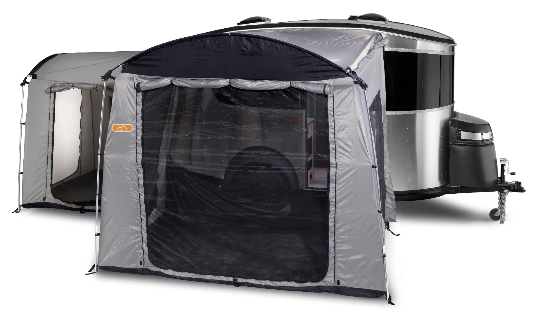 Available side and rear tents add sleeping/living space