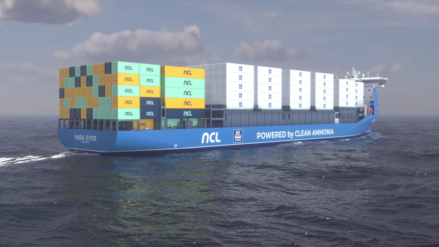 It'll be a relatively small container ship to start with, running a fairly short route between Norway and Germany