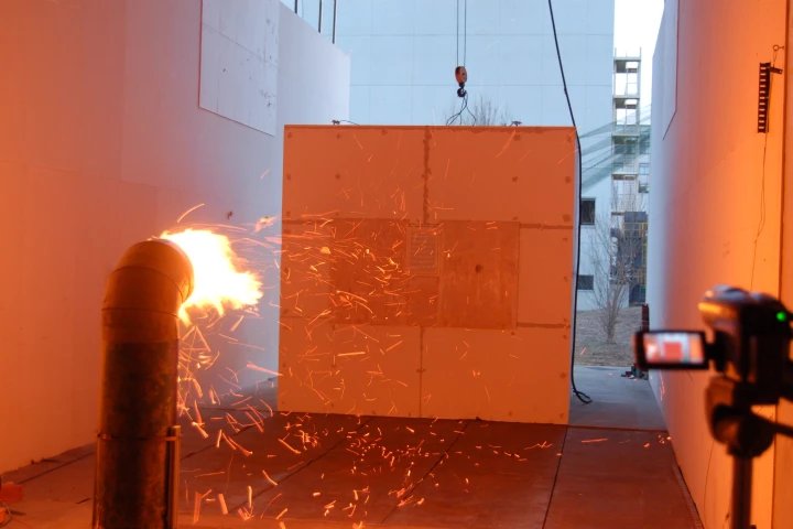 The NIST Dragon is a device that creates burning embers, to test how well building materials can withstand the effects of wildfires