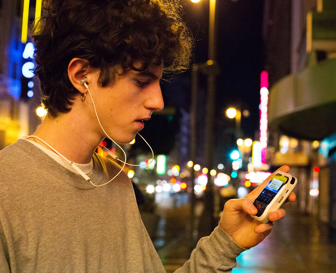 Bluetooth technology allows users to stream recorded audio from the R-07 to wireless earphones or headphones