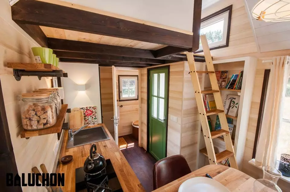 View towards the bathroom from La Bohème's kitchenette