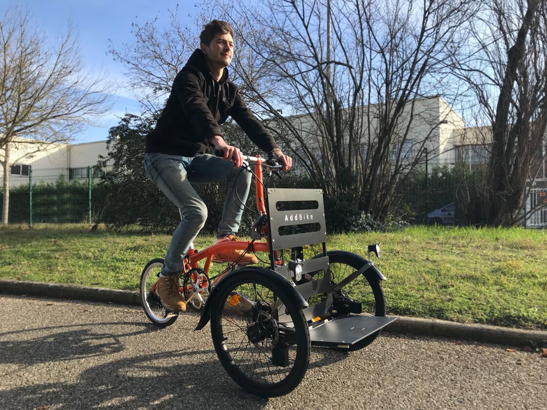 The AddBike is compatible with a variety of upright bikes