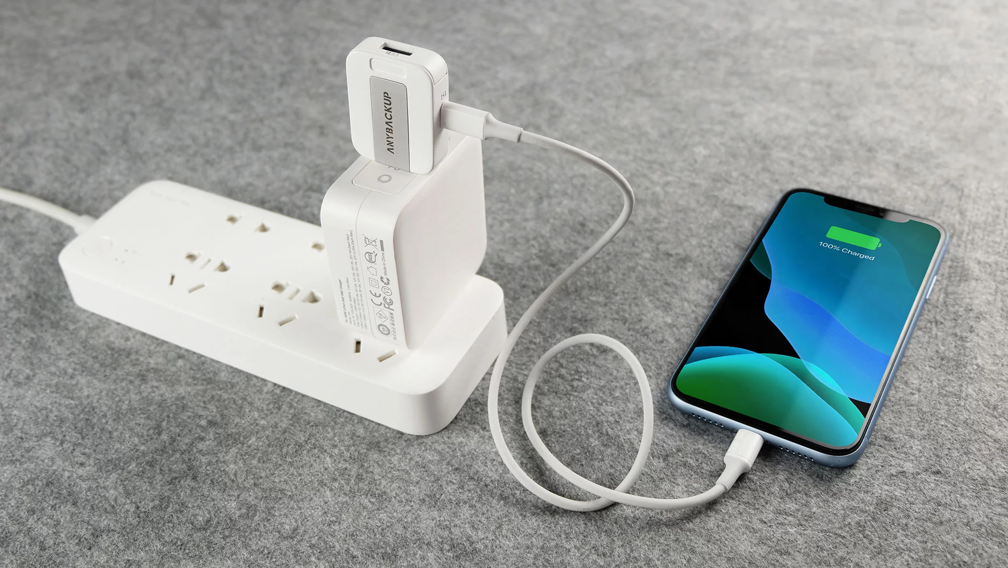 AnyBackup supports PD 3.0 pass-through fast charging up to 100W