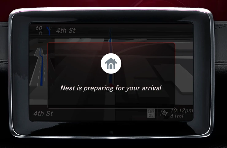 Mercedes-Benz is integrating with Nest to offer drivers the ability to coordinate their home temperature with arrival estimates (Image: Mercedes-Benz)