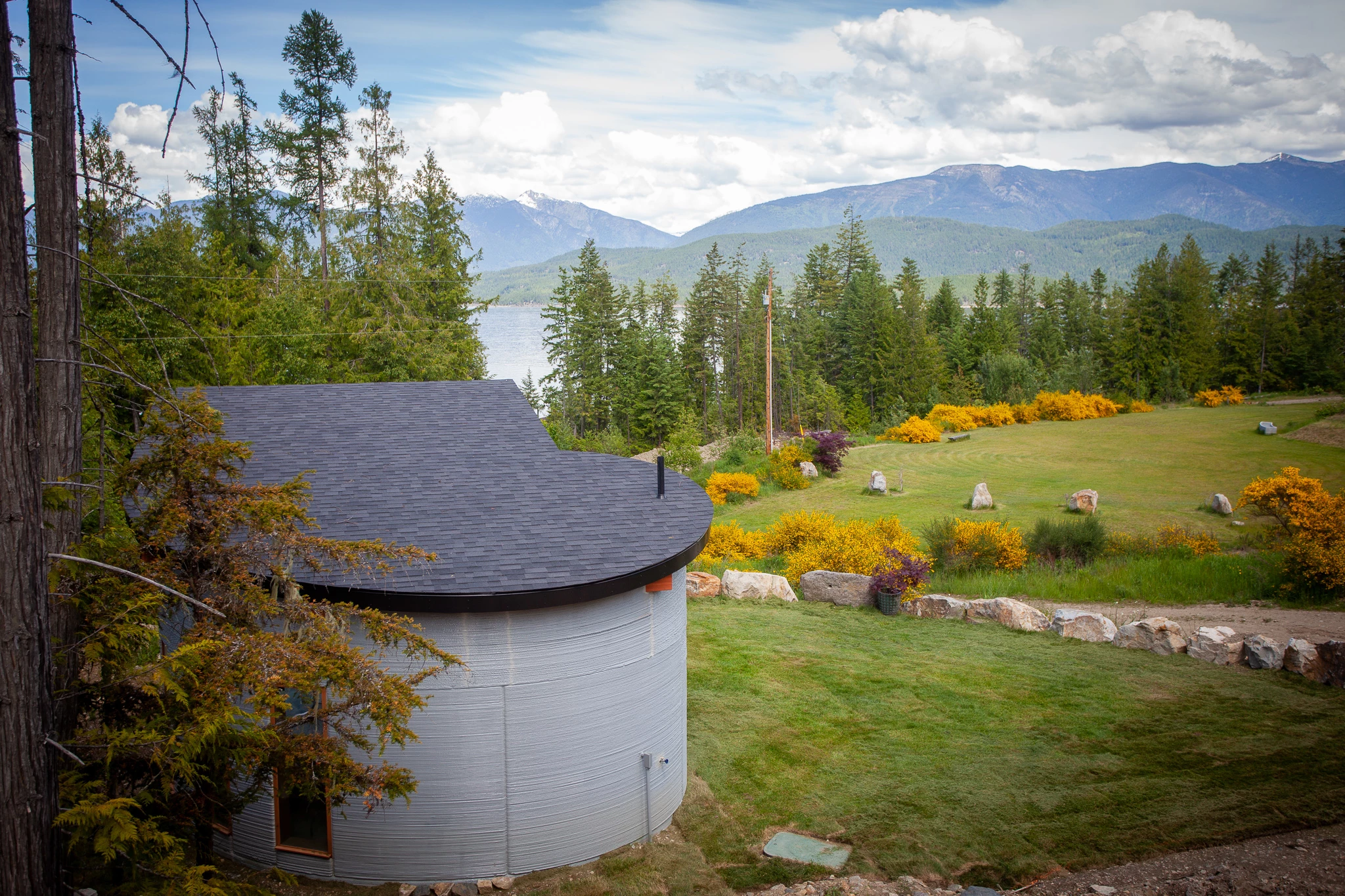 The Fibonacci House is located in the Kootenay Lake Village community at Procter, British Columbia, Canada