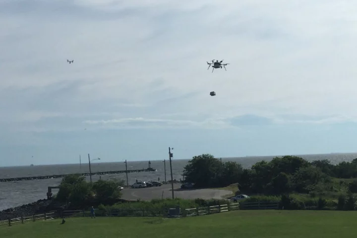 Flirtey's delivery drone in action