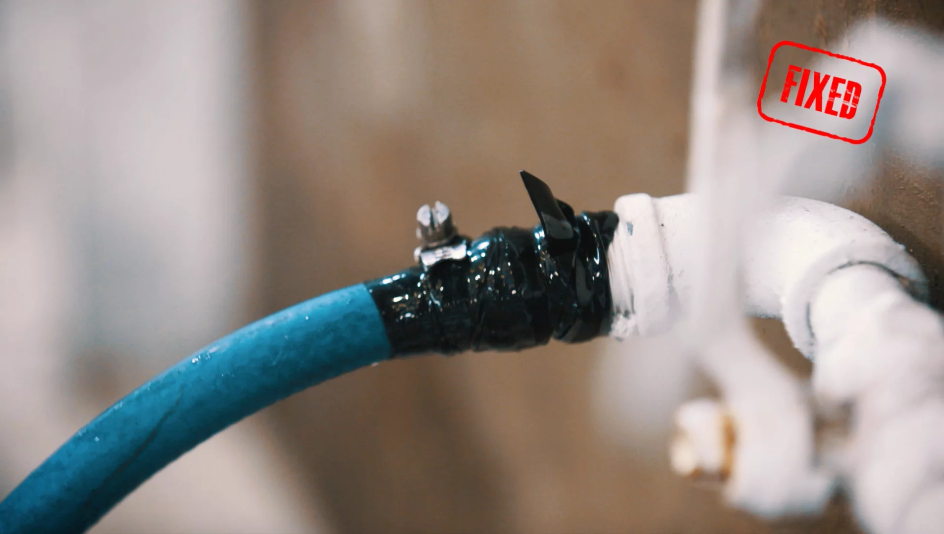 Adventure Tape dries up a hose leak