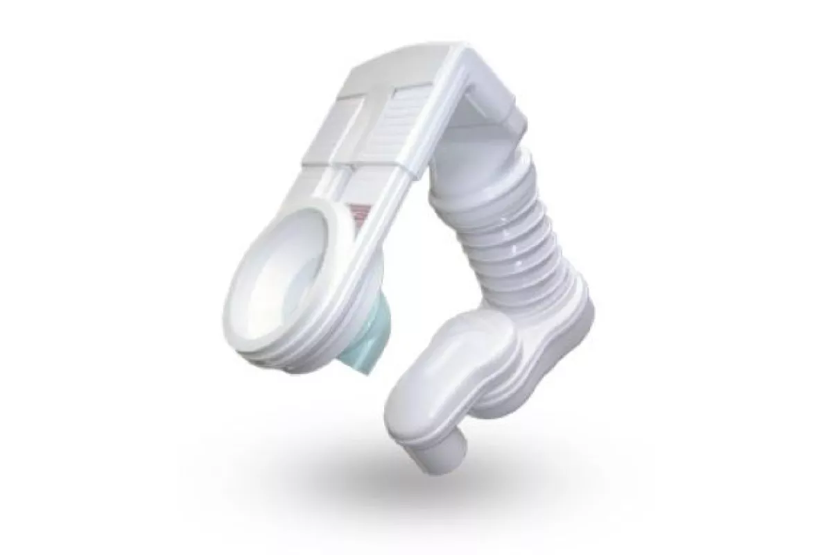 The Odourbuster mounts on an existing toilet, and uses a fan to draw odors down into the soil pipe