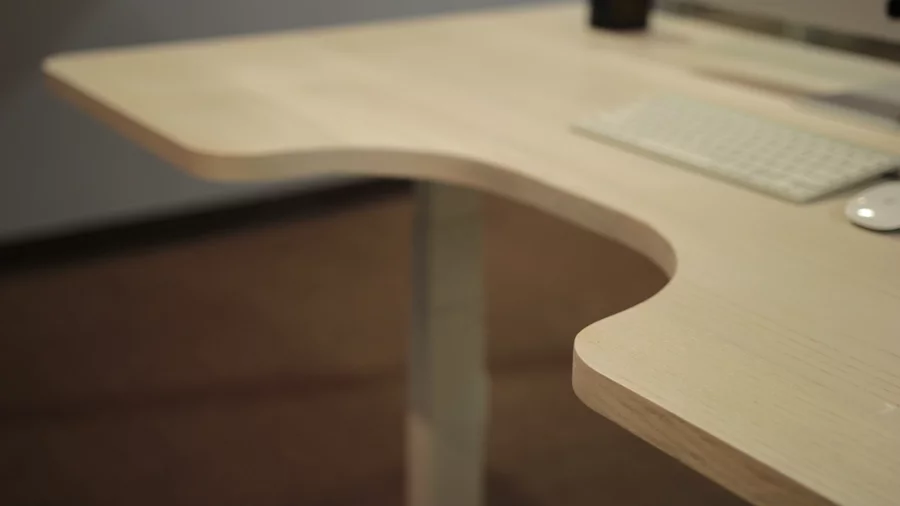 The Autonomous Desk has an ergonomic indentation for the user's body