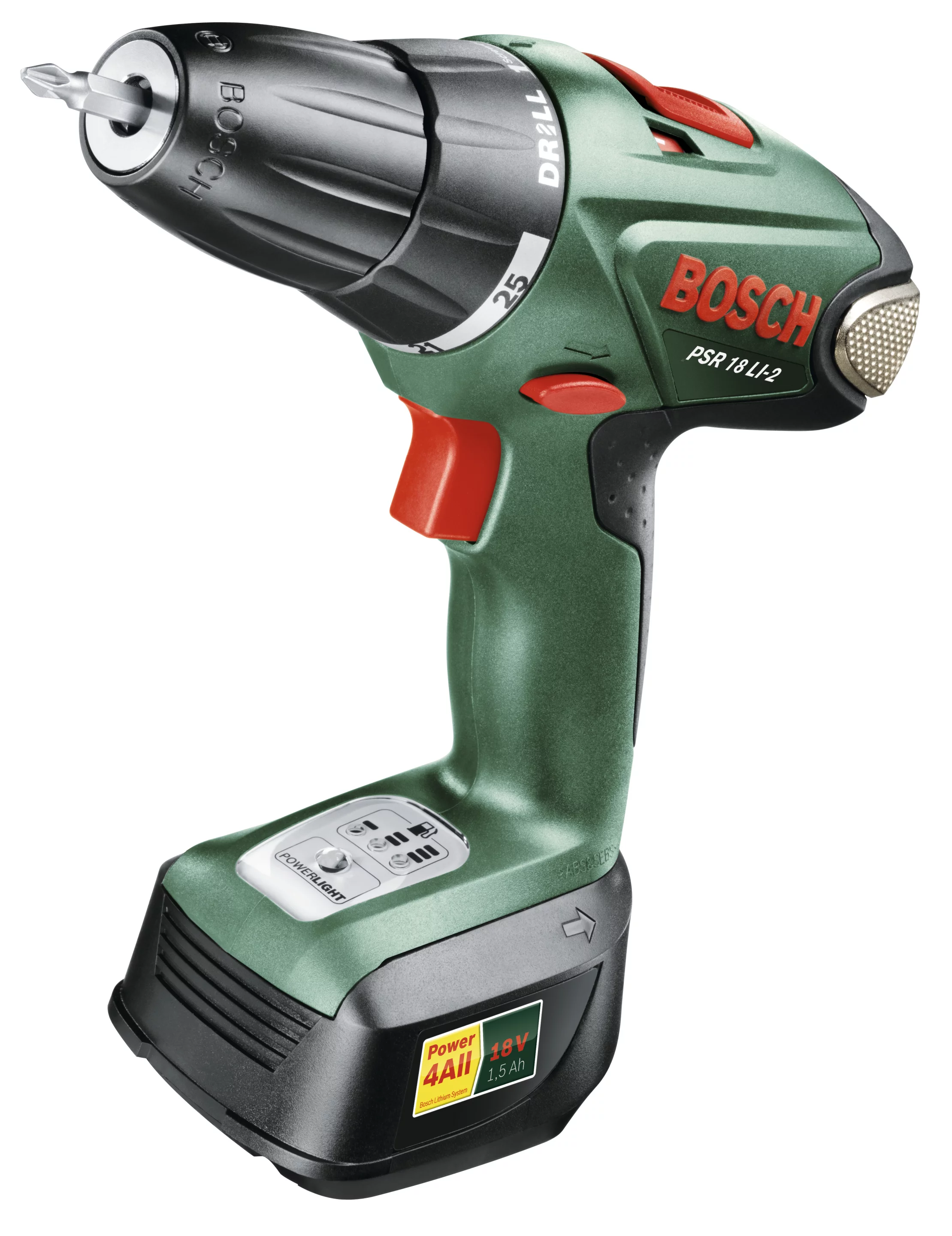 The supplied Bosch PSR 18 LI-2 cordless drill/driver, used to power the Rennholz racer