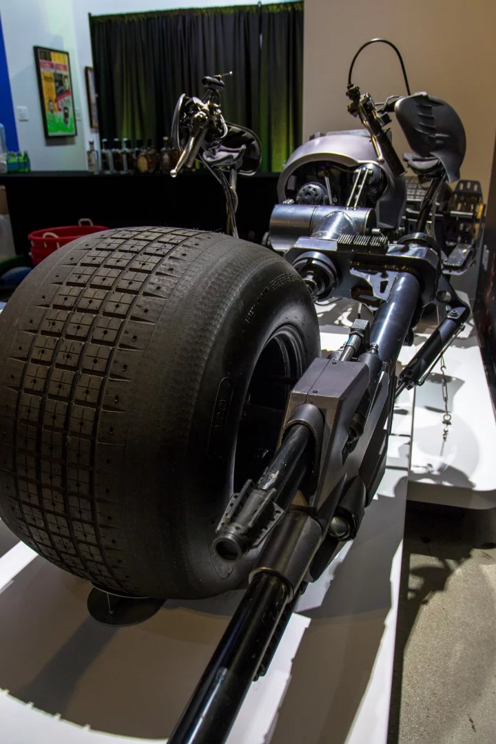 These giant Hoosier tires are an iconic part of the Batpod's look.