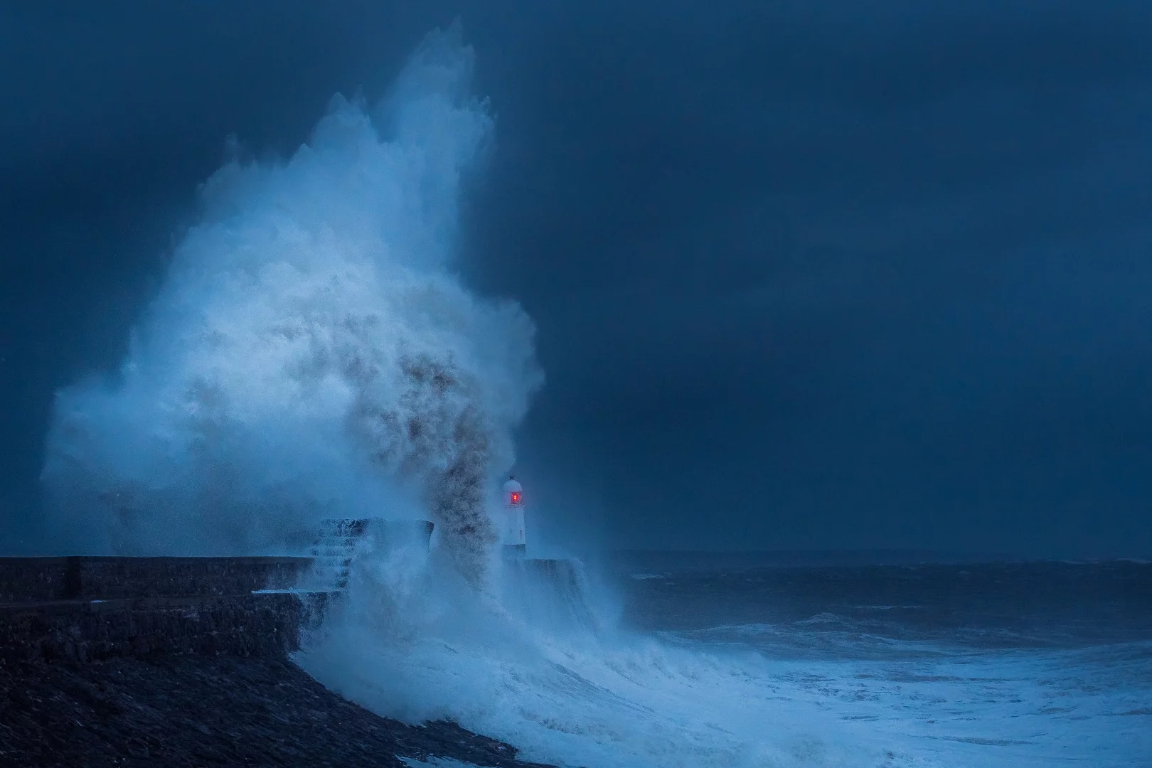 Stormy night in Porthcawl, UK