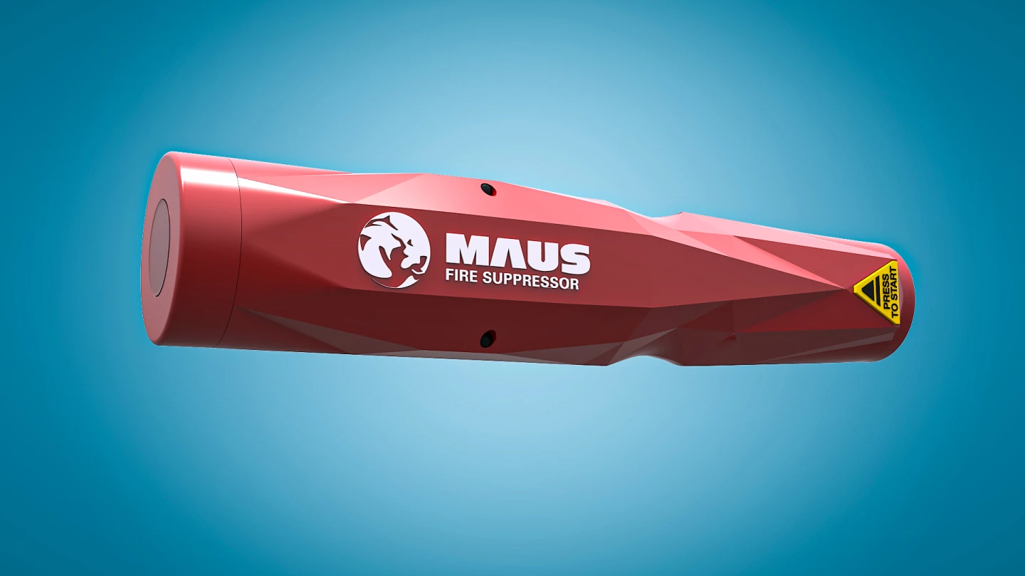About the size of a beefy flashlight, the Maus Fire Suppressor promises to save lives, as well as equipment and cleanup time