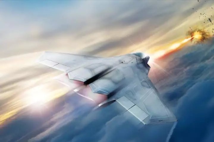 Artist's concept of fighter-mounted laser weapon
