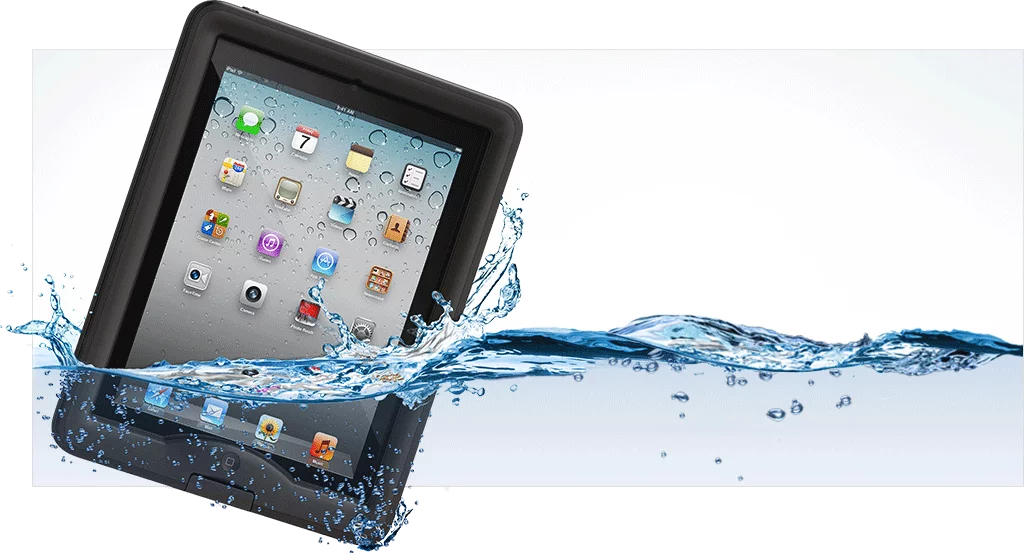 The Lifeproof nüüd seals against the glass of the iPad's screen