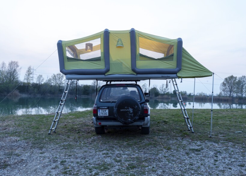 Gentletent Supersizes Its Inflatable Roof Top Tent Into A Two Room Glamping Oasis