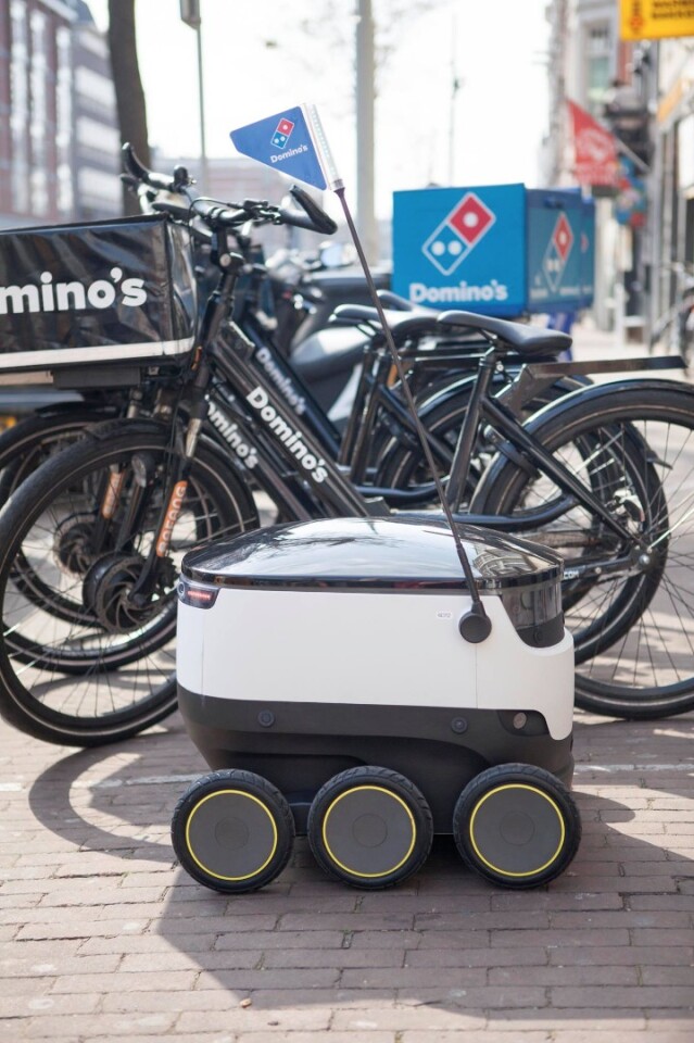 Starship Technologies' electric six-wheeled robots are built to deliver good to local customers living within a two-mile range (3.2 km)