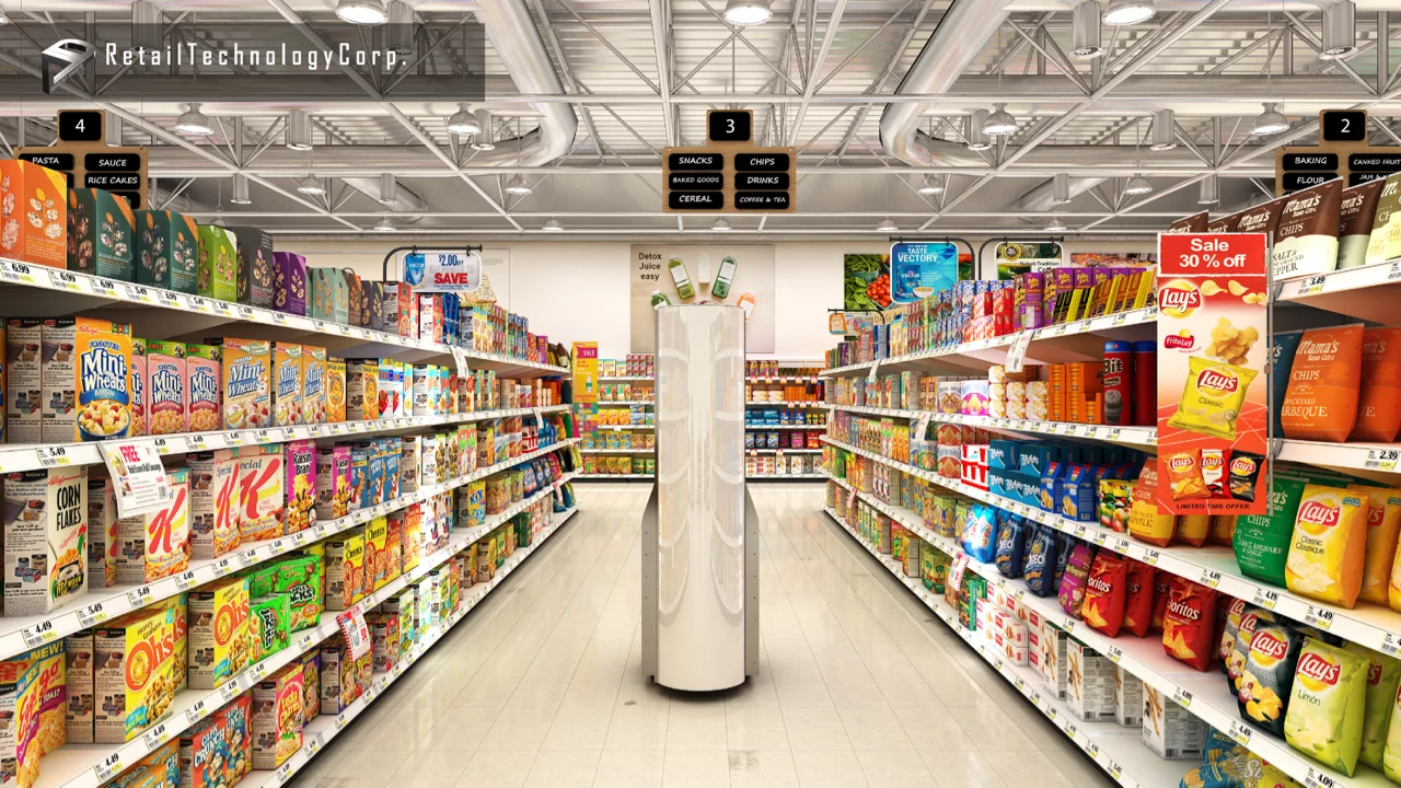 A back view of the 4D Space Genius, as it inspects the aisles