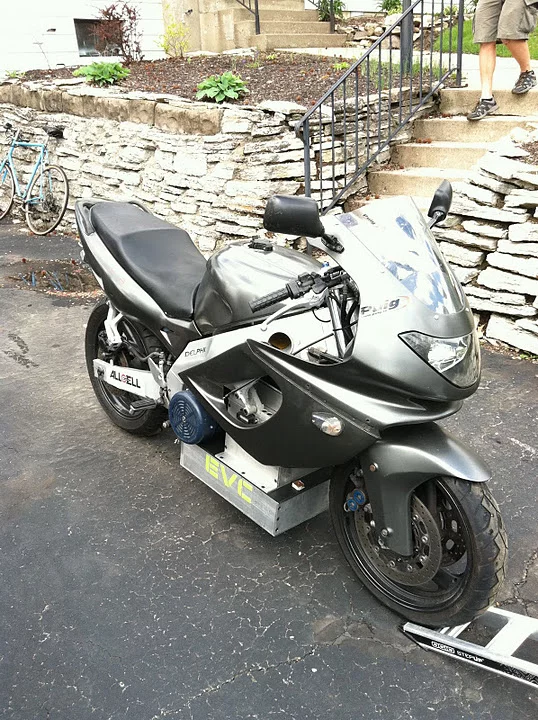 The completed electric motorcycle