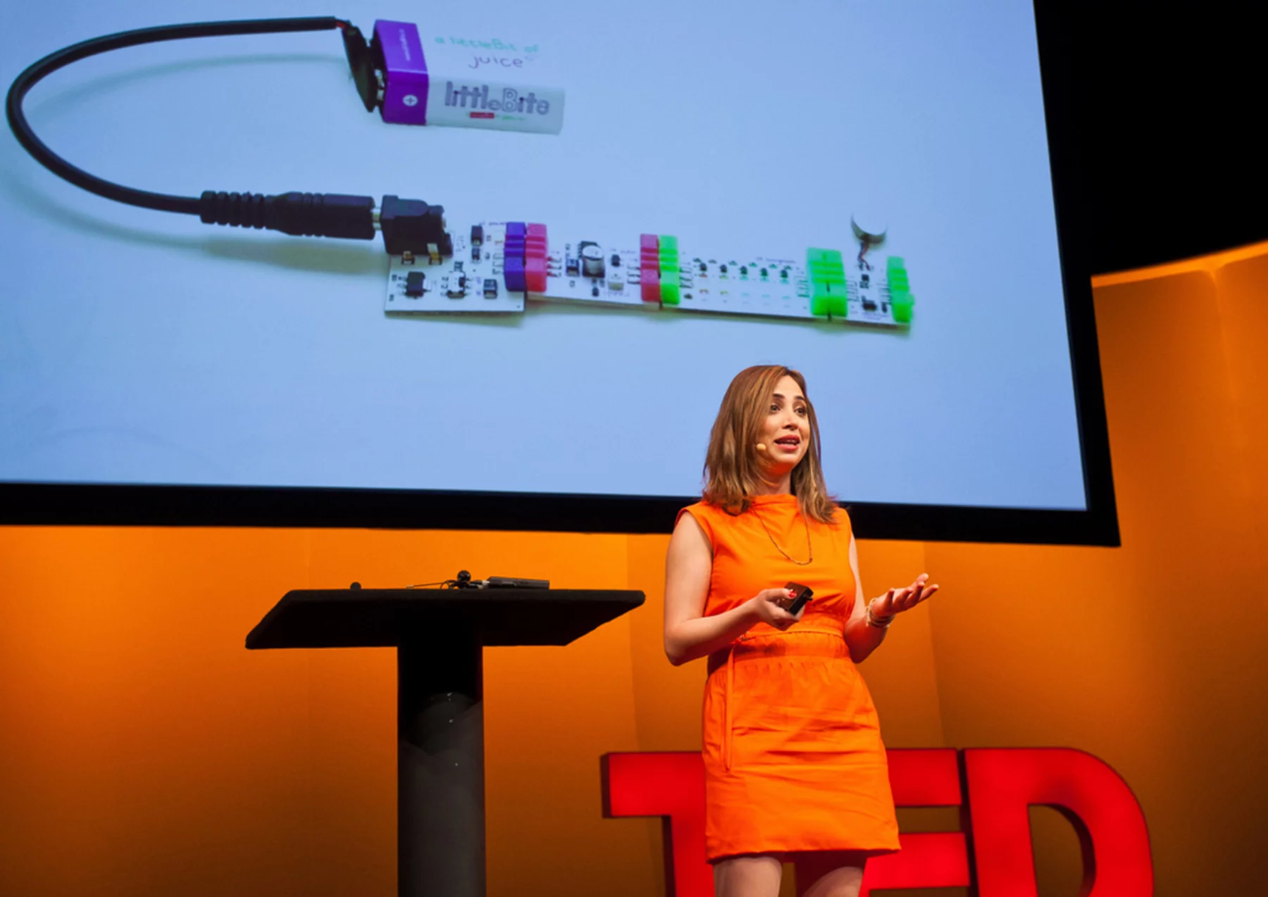 Ayah Bdeir at TED (Photo: littleBits)