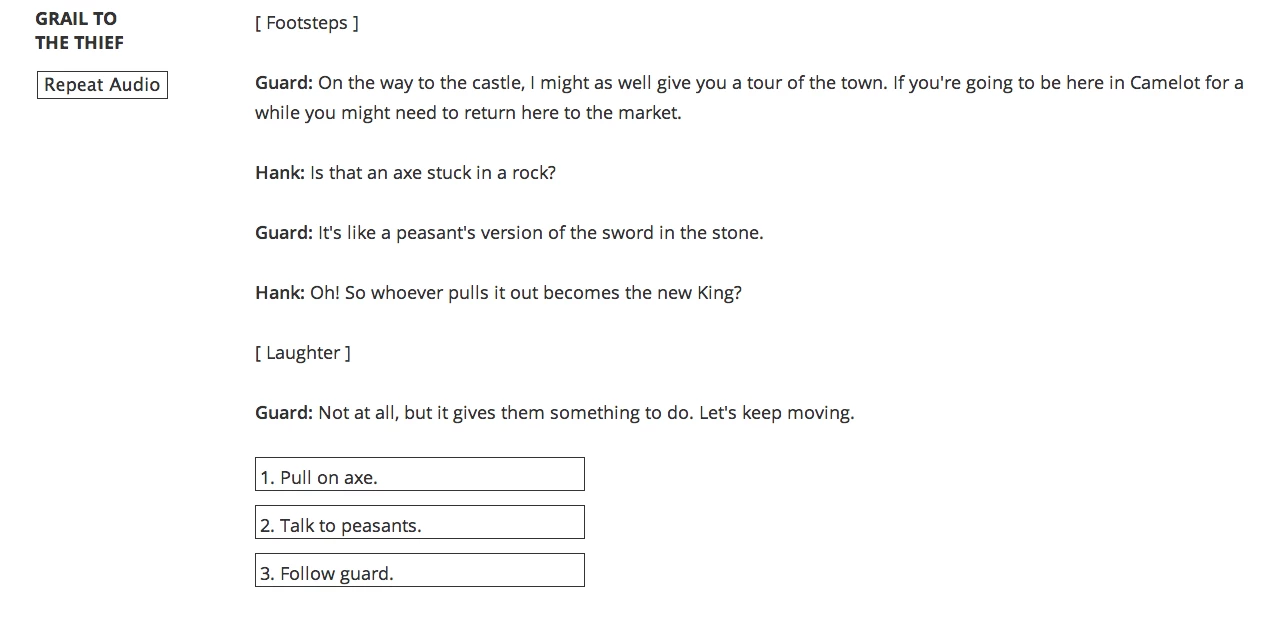 A screenshot from the Grail to the Thief prototype