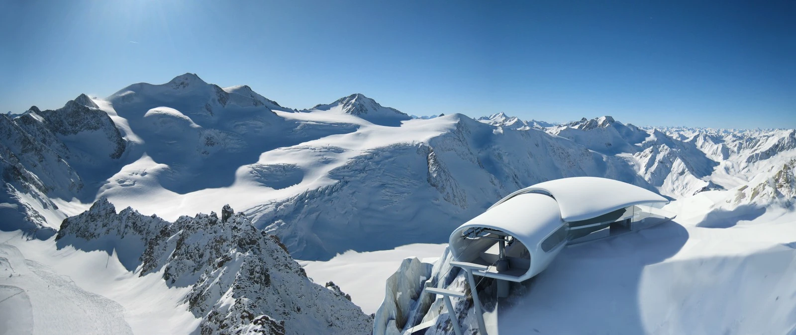 Austria’s highest cable car and visitor center was unveiled late last year, located at the very top of the Pitzal Glacier (Image: Pitztaler Gletscherbahn)